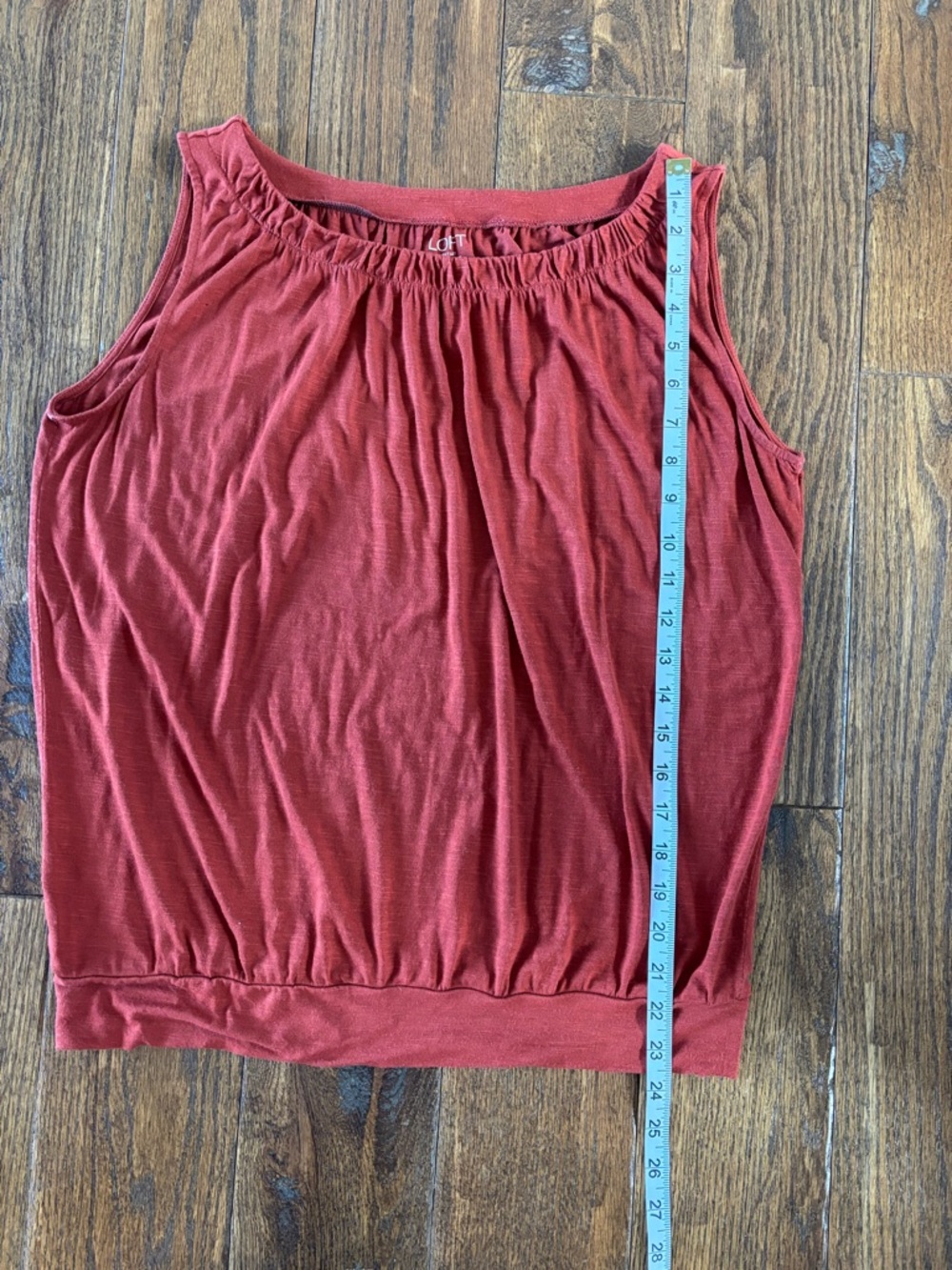 LOFT Rust Red Sleeveless Gathered Neck Tank - Picture 6 of 7